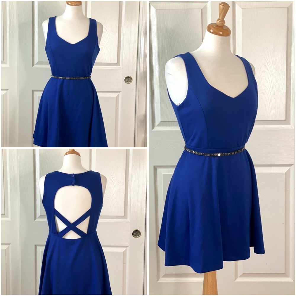 Blue Open Back Dress